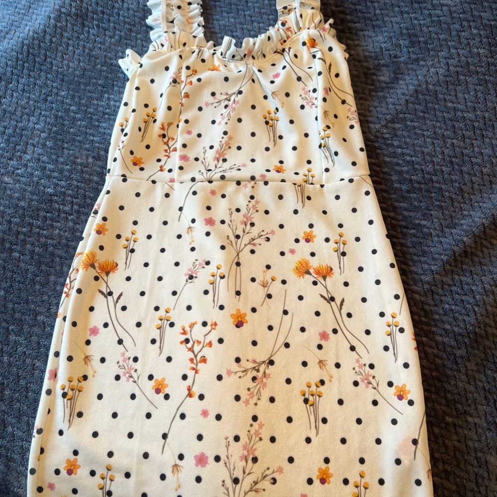 White Polka Dot Floral Dress
